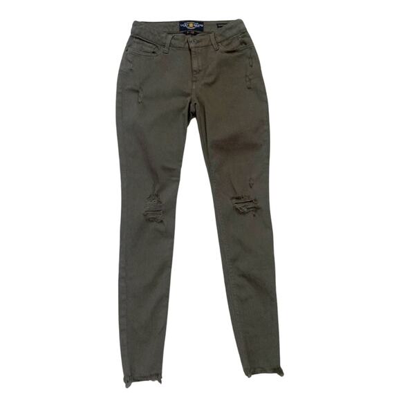 Lucky Brand Ripped Olive Military Green Sasha Super Skinny Jeans 6 / 28 Camo - Picture 1 of 10